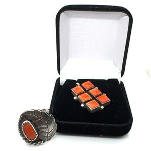 Coral Ring & Spiny Oyster pendant set